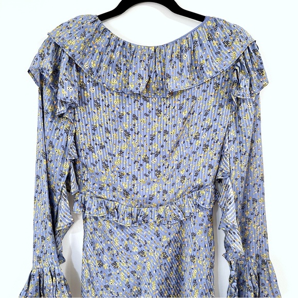 Free People Long Sleeve Empire Mini Dress Blue Size 2 - Picture 10 of 13